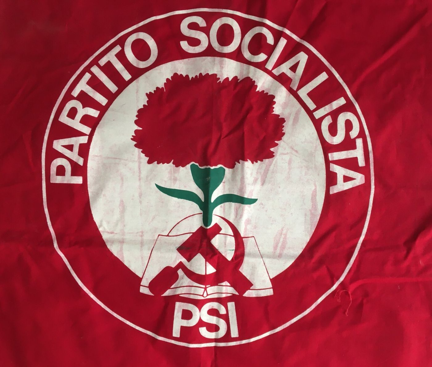 Partito Socialista Italiano (PSI). Grande Bandiera Rossa d'Epoca