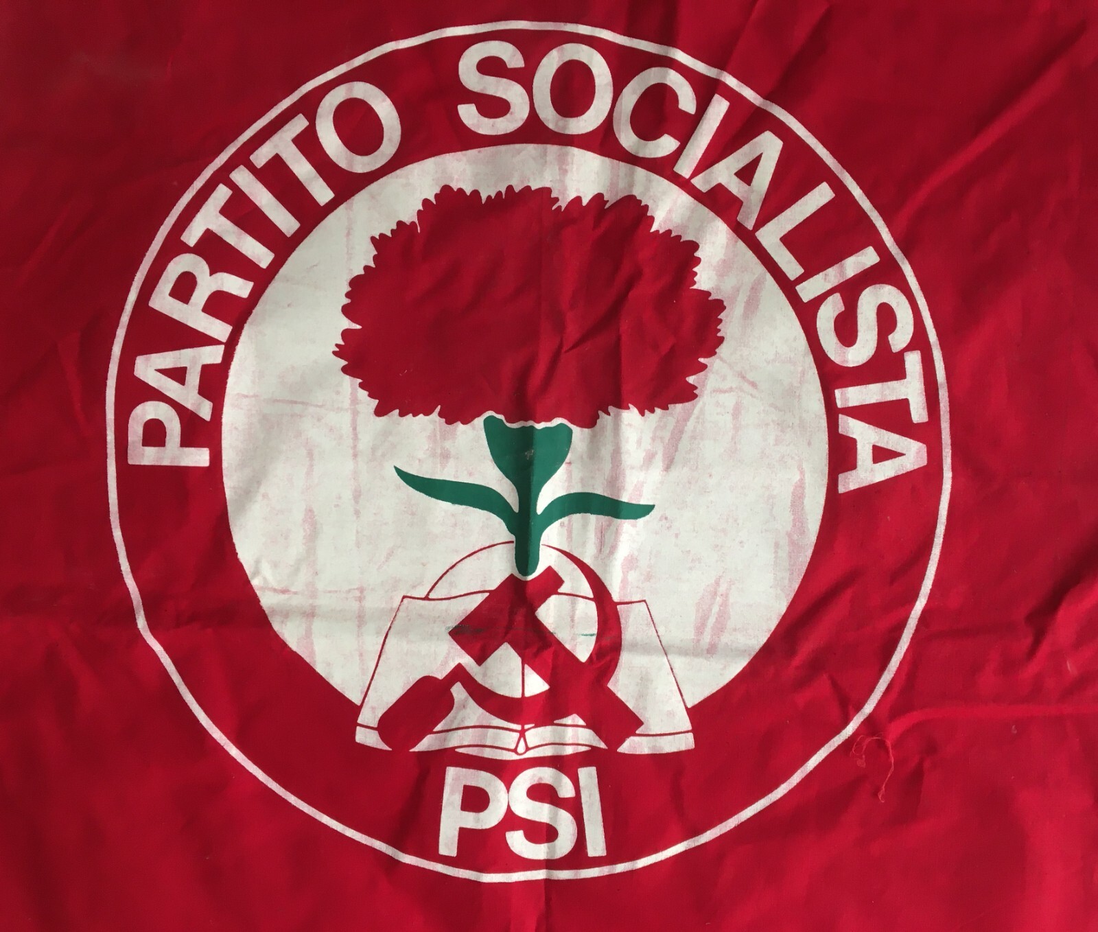 Partito Socialista Italiano (PSI). Grande Bandiera Rossa d'Epoca