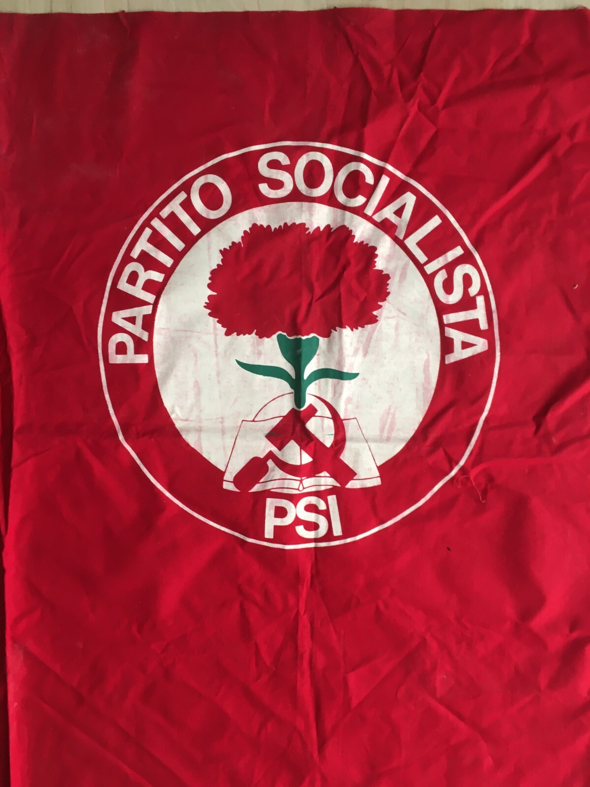 Partito Socialista Italiano (PSI). Grande Bandiera Rossa d'Epoca