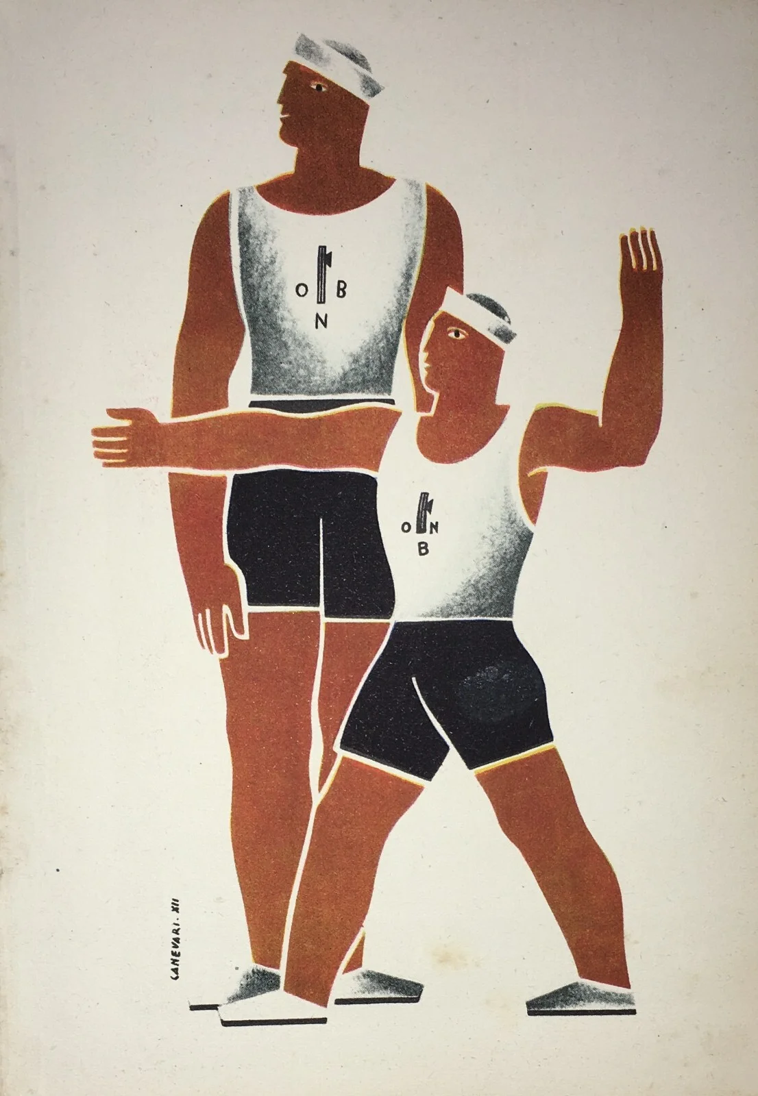 Futurismo, Regime e Grafica d'epoca: Illustrazione di Canevari con Marinai
