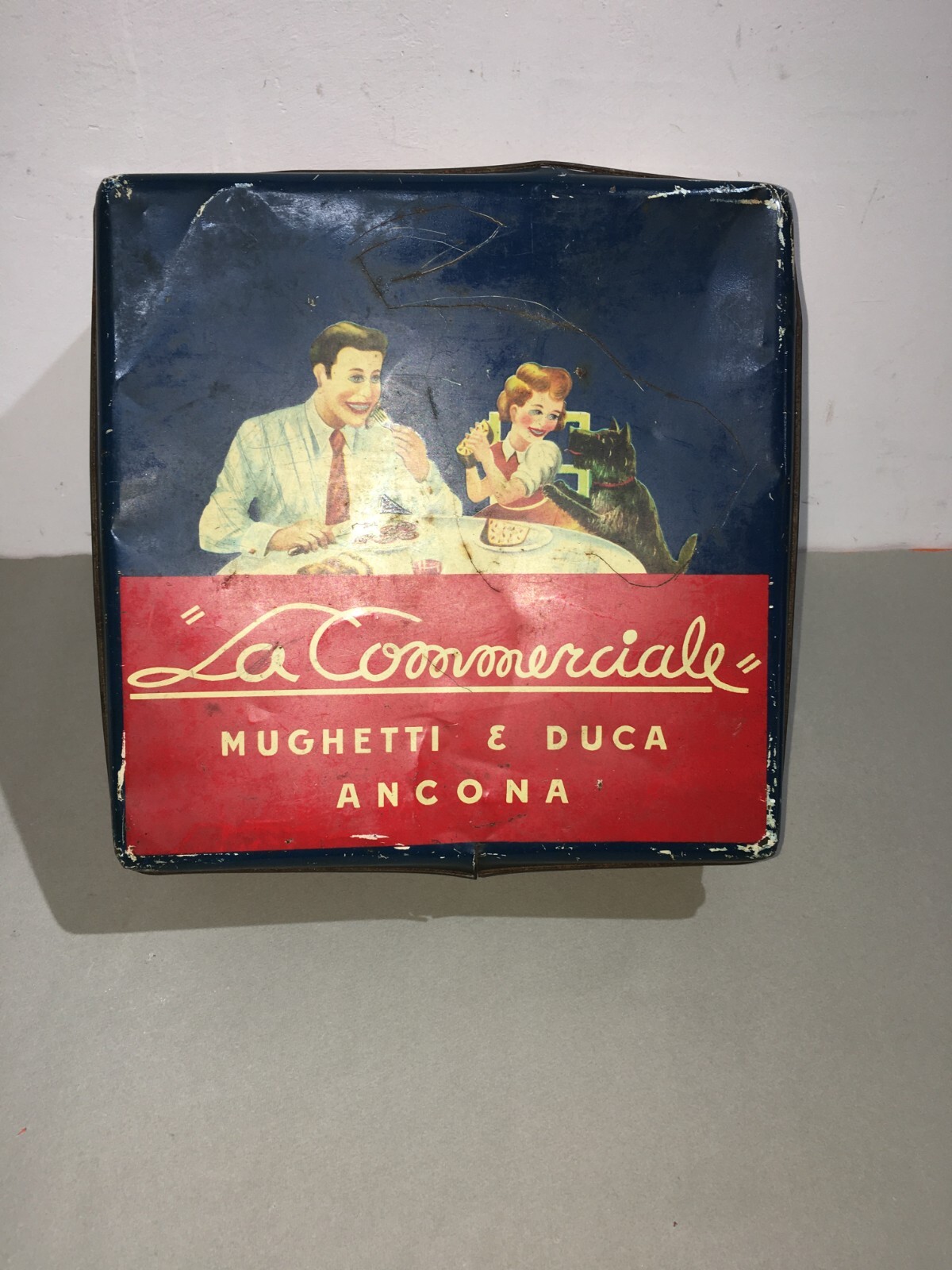 Scatola Pubblicitaria In Latta Mughetti & Duca, Ancona