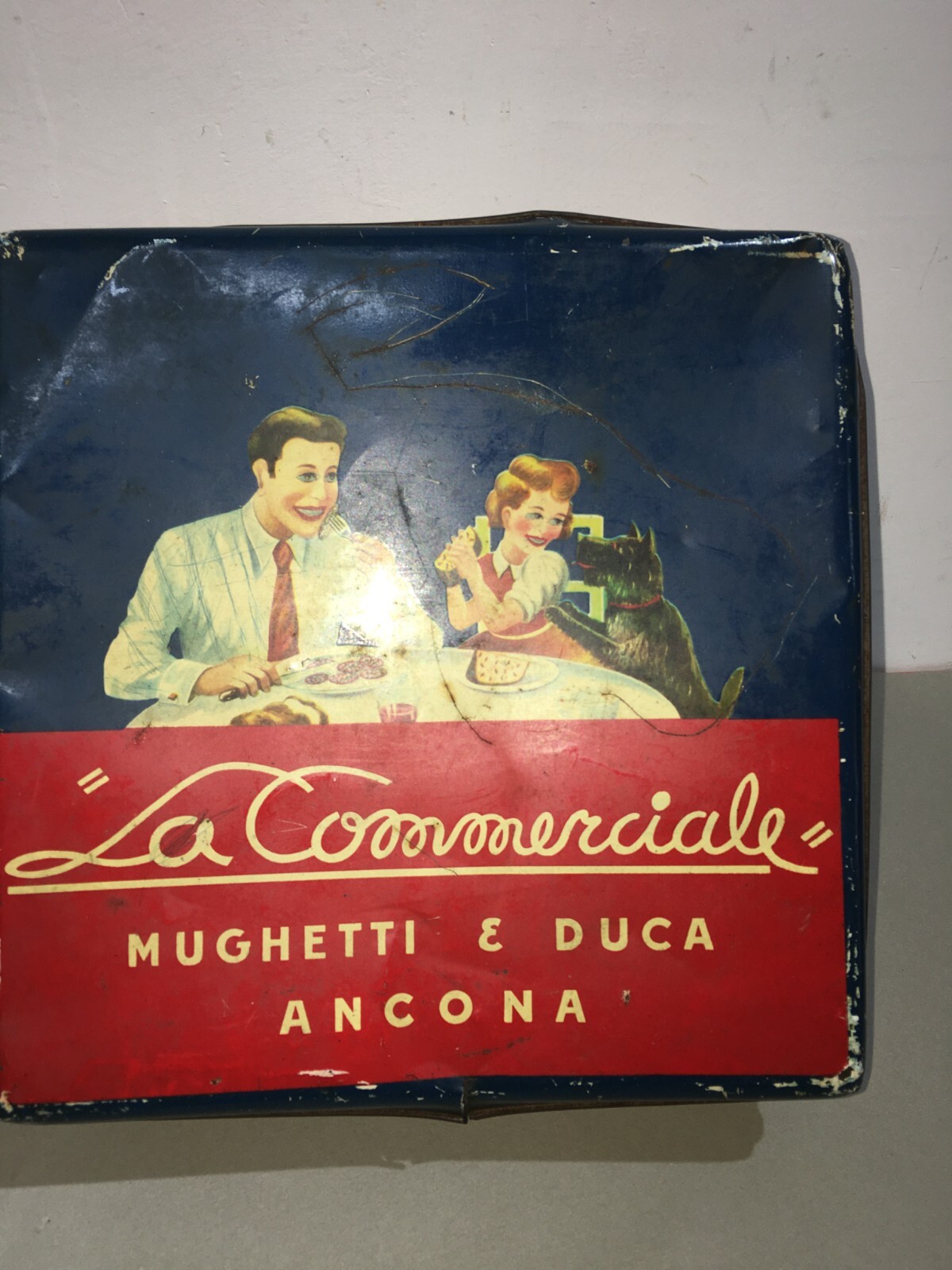 Scatola Pubblicitaria In Latta Mughetti & Duca, Ancona