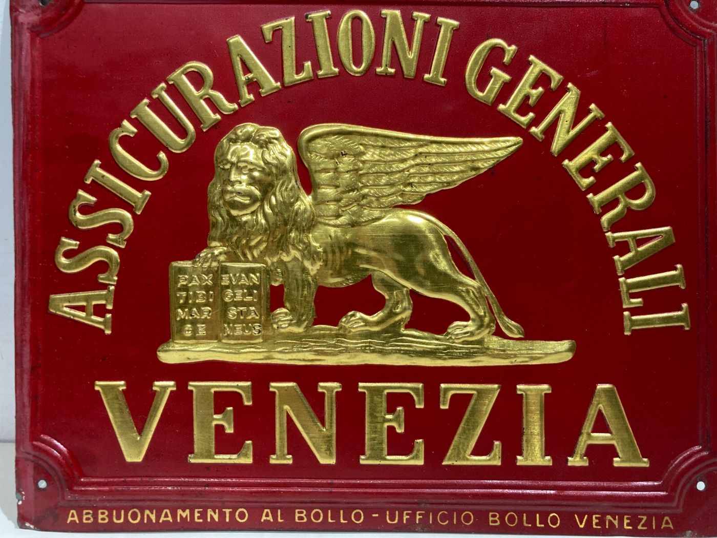Assicurazioni Generali   Targa Pubblicitaria Da Collezione   Venezia   Leone Alato