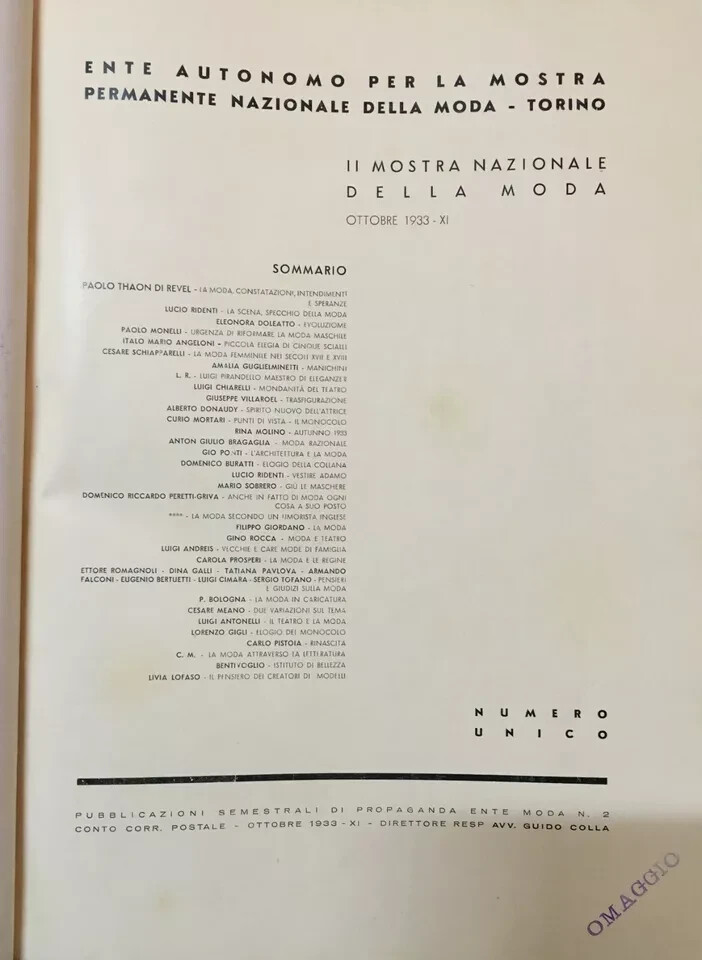 Torino: Esposizione Della Moda, Giò Ponti, Bragaglia   Pubblicazione Pubblicitaria