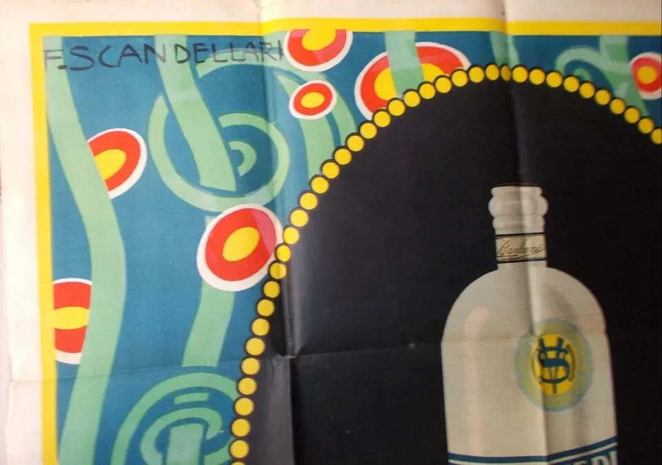 Bar, Caffetteria, Distilleria: Liquore All'Uovo Ovos. Artista Scandellari. Raro Manifesto