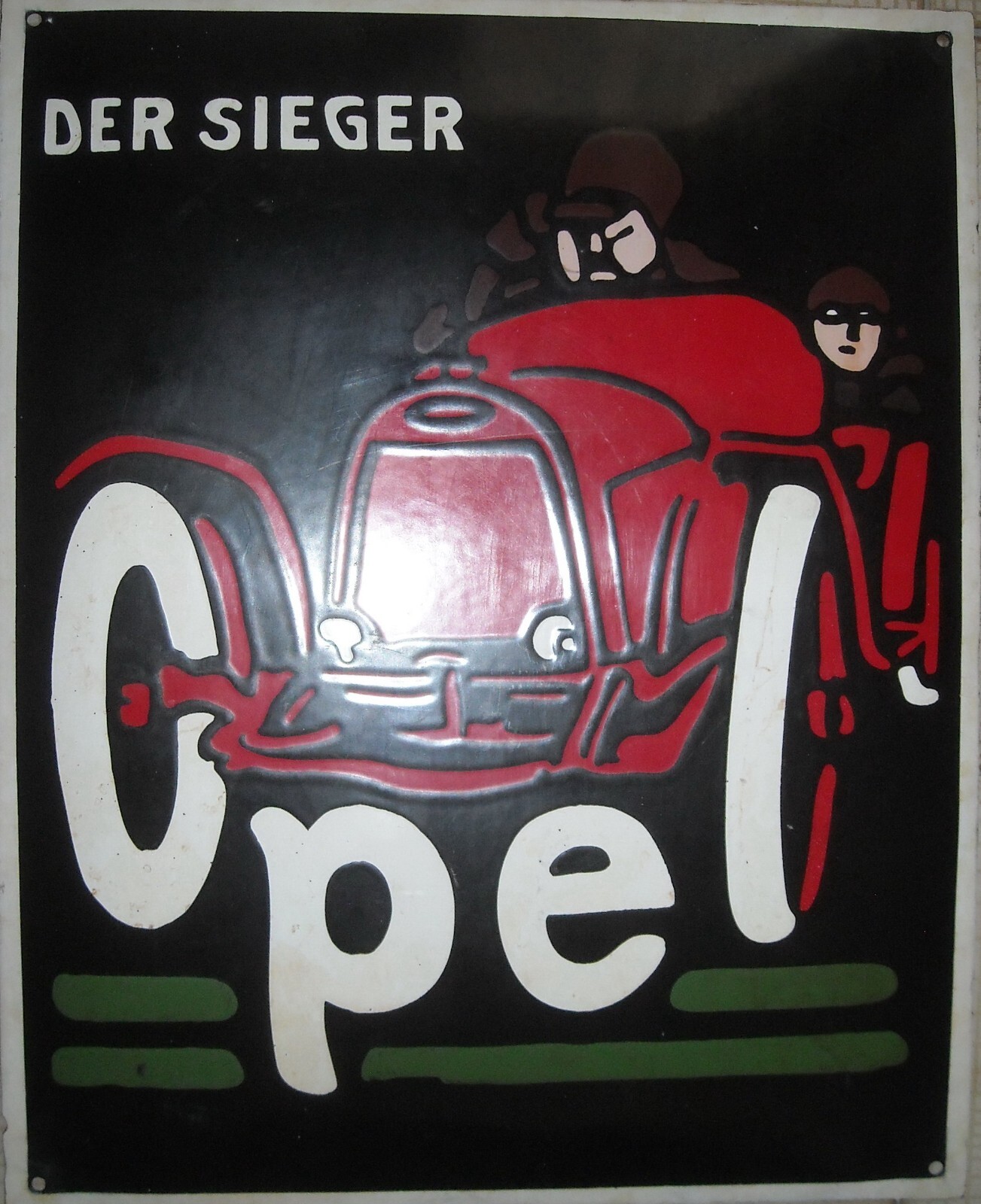 Der Sieger Opel: Targa Pubblicitaria d'Epoca In Latta Smaltata