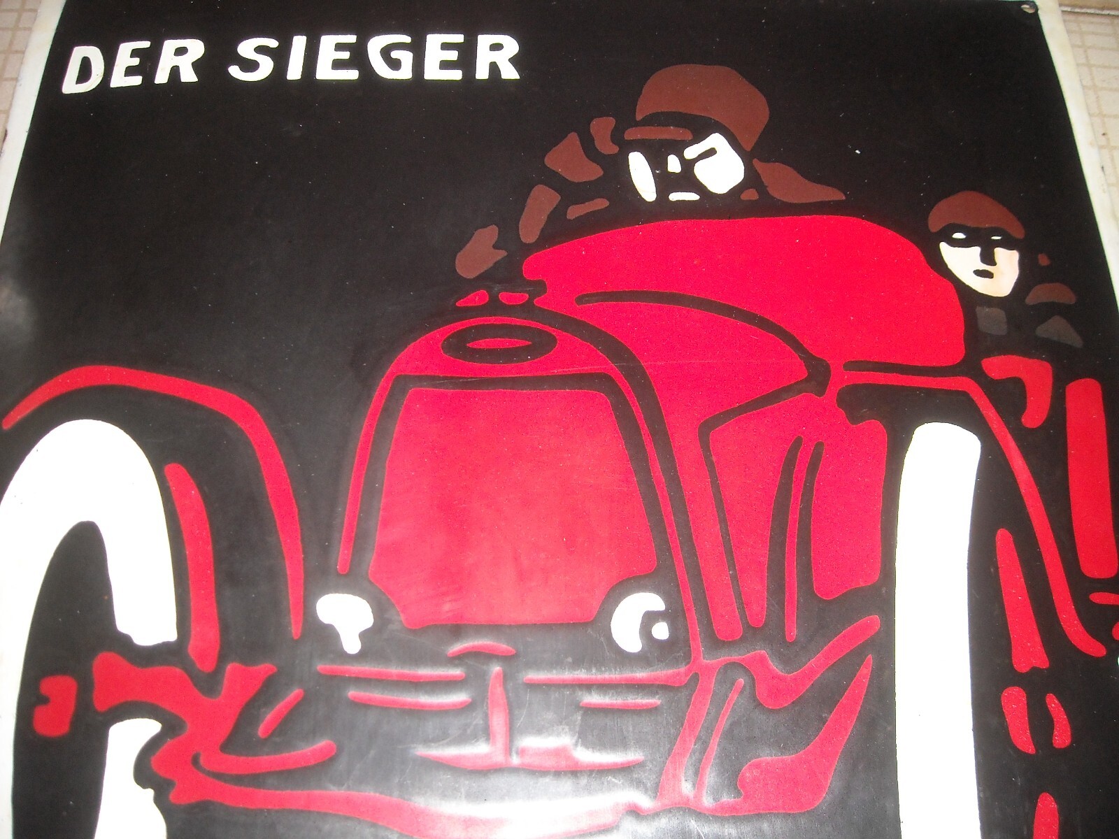 Der Sieger Opel: Targa Pubblicitaria d'Epoca In Latta Smaltata