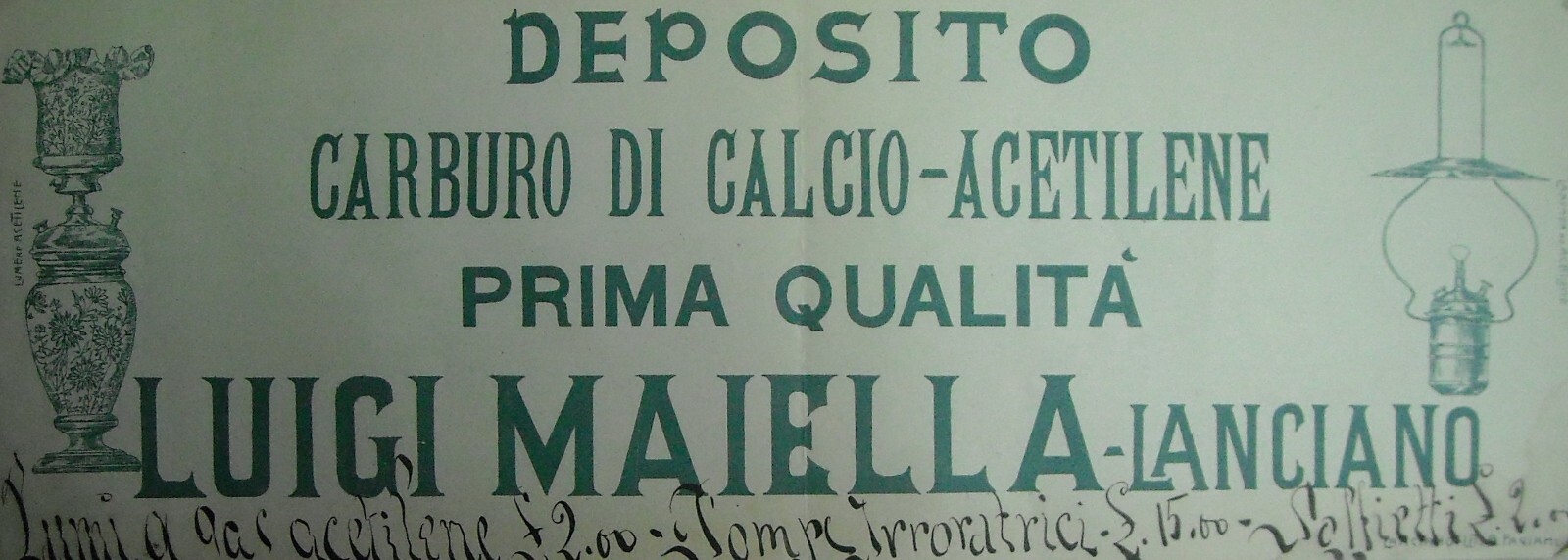 Abruzzo, Lanciano: Illuminazione, Lumi E Lampade Ad Acetilene. Antica E Rara Pubblicitaria