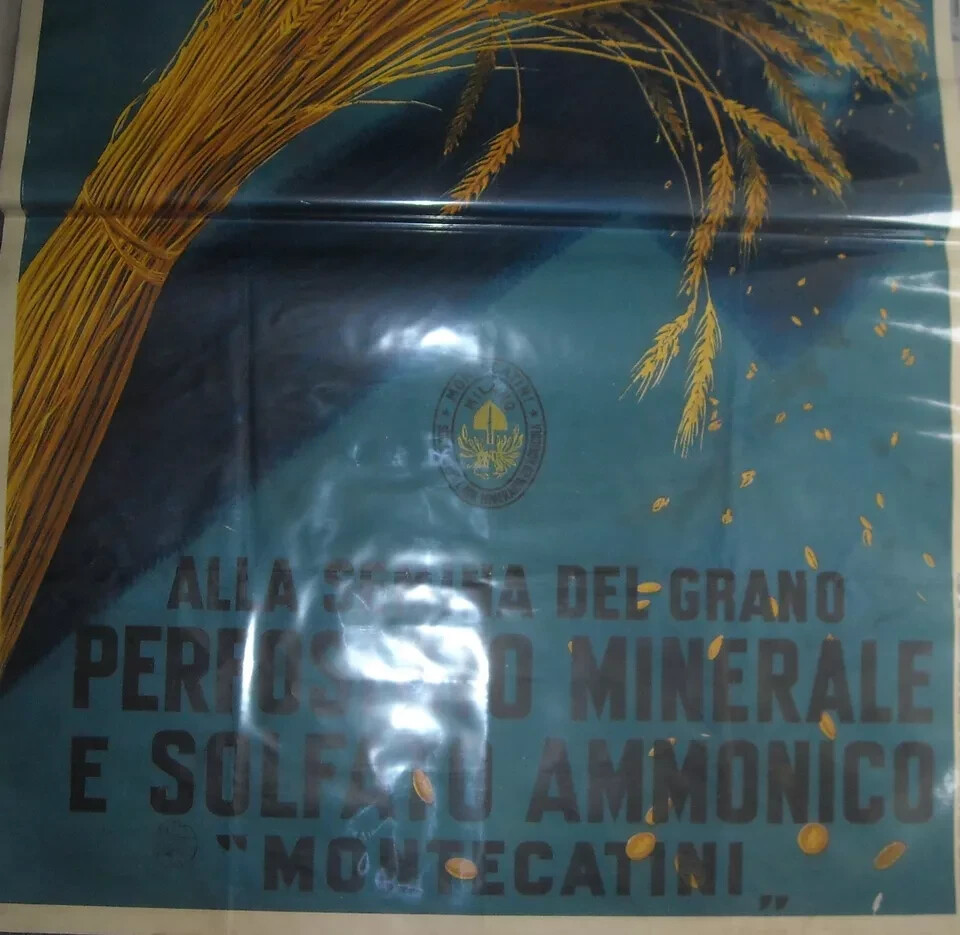 Agricoltura E Industria Chimica Montecatini: Manifesto Pubblicitario Per La Semina Del Grano Di Aldo Mazza, 1928
