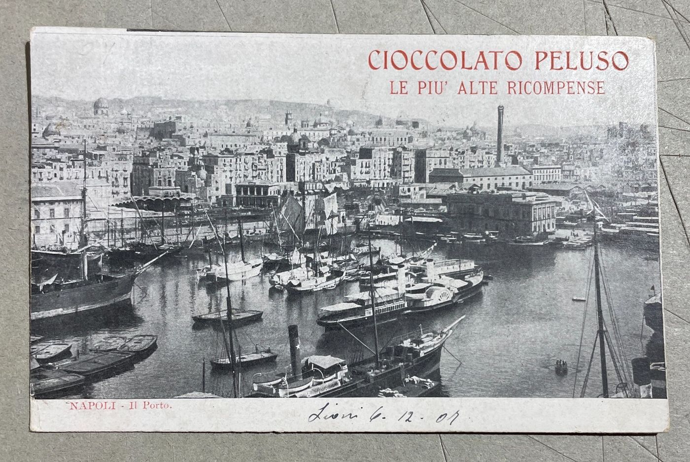 Dolciaria Peluso: Cioccolata, Liquori, Amaro. Napoli, Antica Cartolina Pubblicitaria