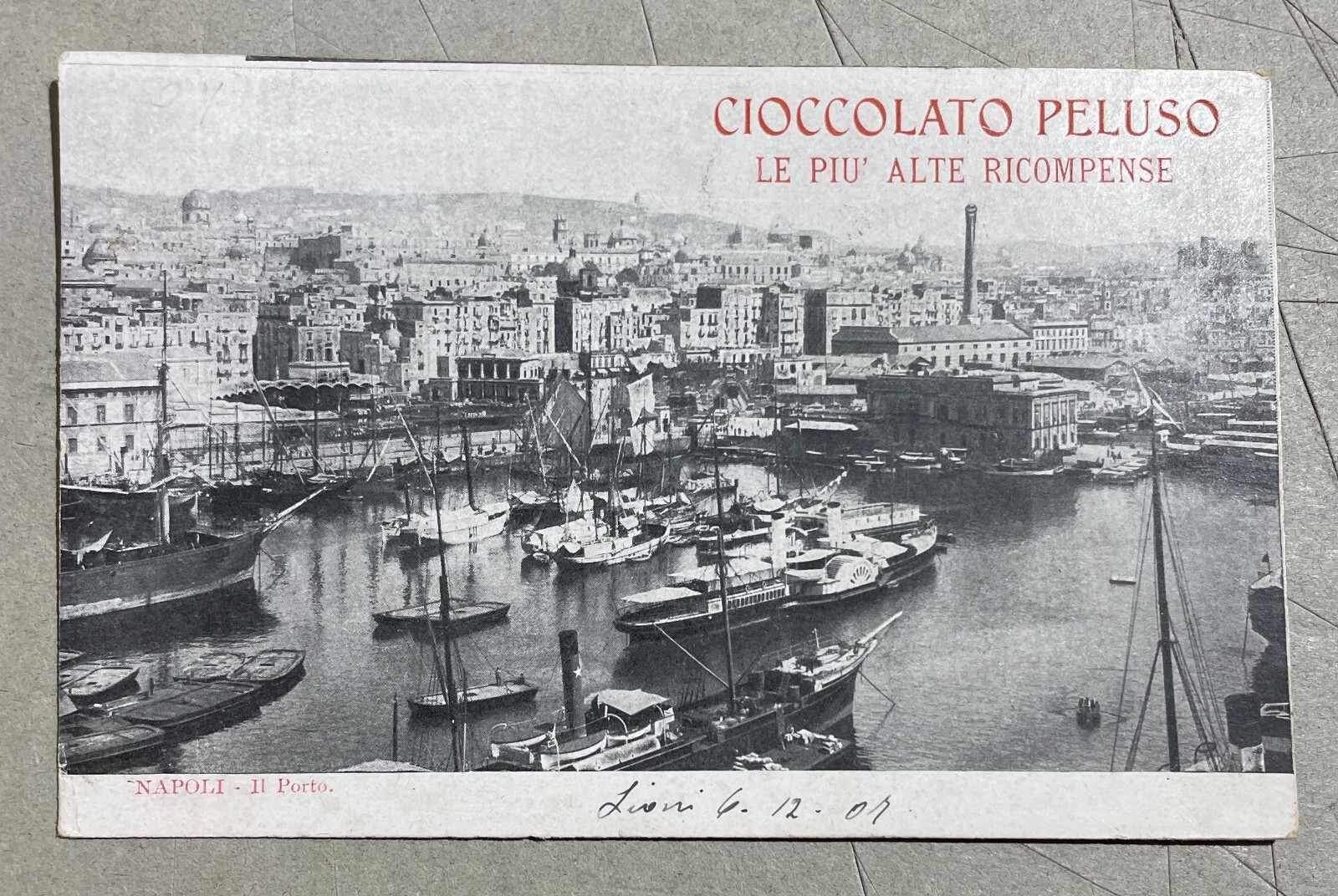 Dolciaria Peluso: Cioccolata, Liquori, Amaro. Napoli, Antica Cartolina Pubblicitaria