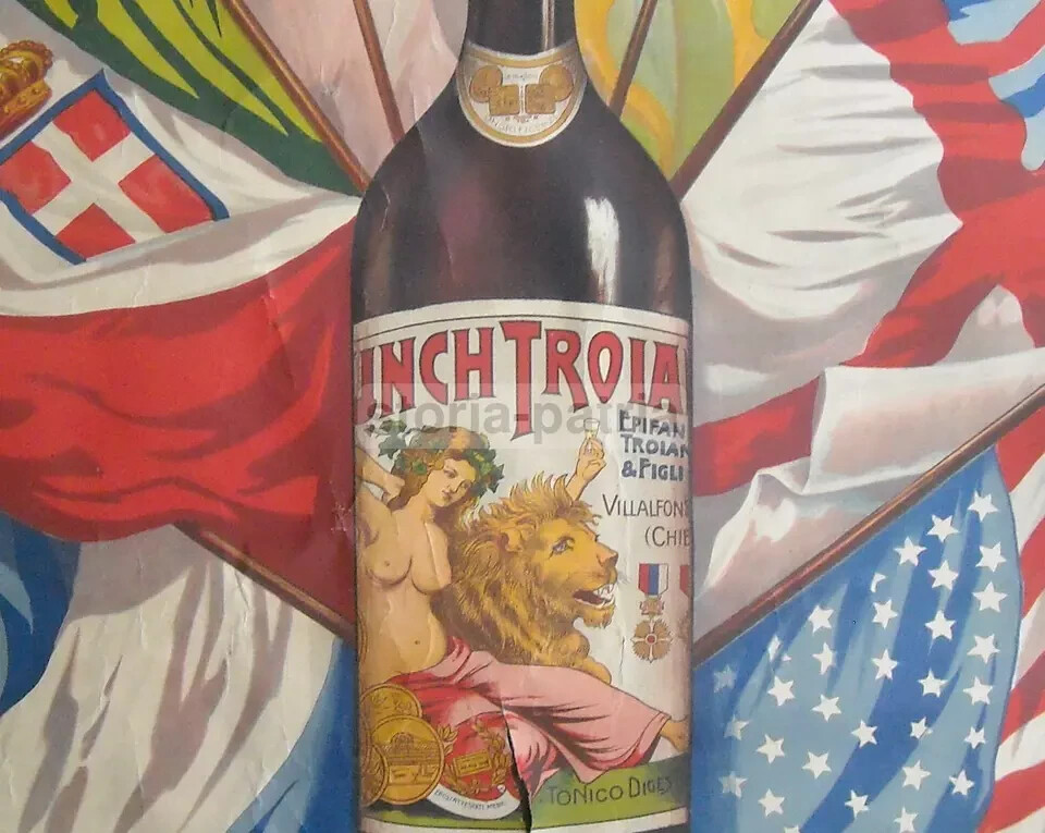 Punch Troiano, Distilleria Abruzzese, Pescara, Chieti, Lito Fracchia, Raro Manifesto Pubblicitario