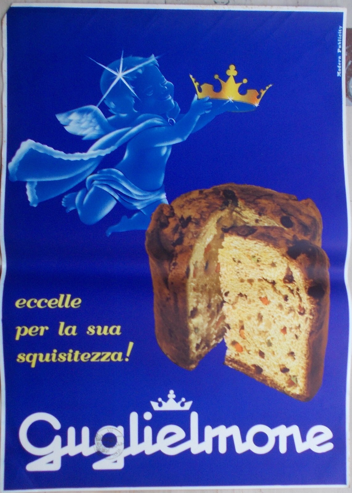 Locandina Pubblicitaria Dolciaria Guglielmone, Panettone "Il Re Dei Panettoni"