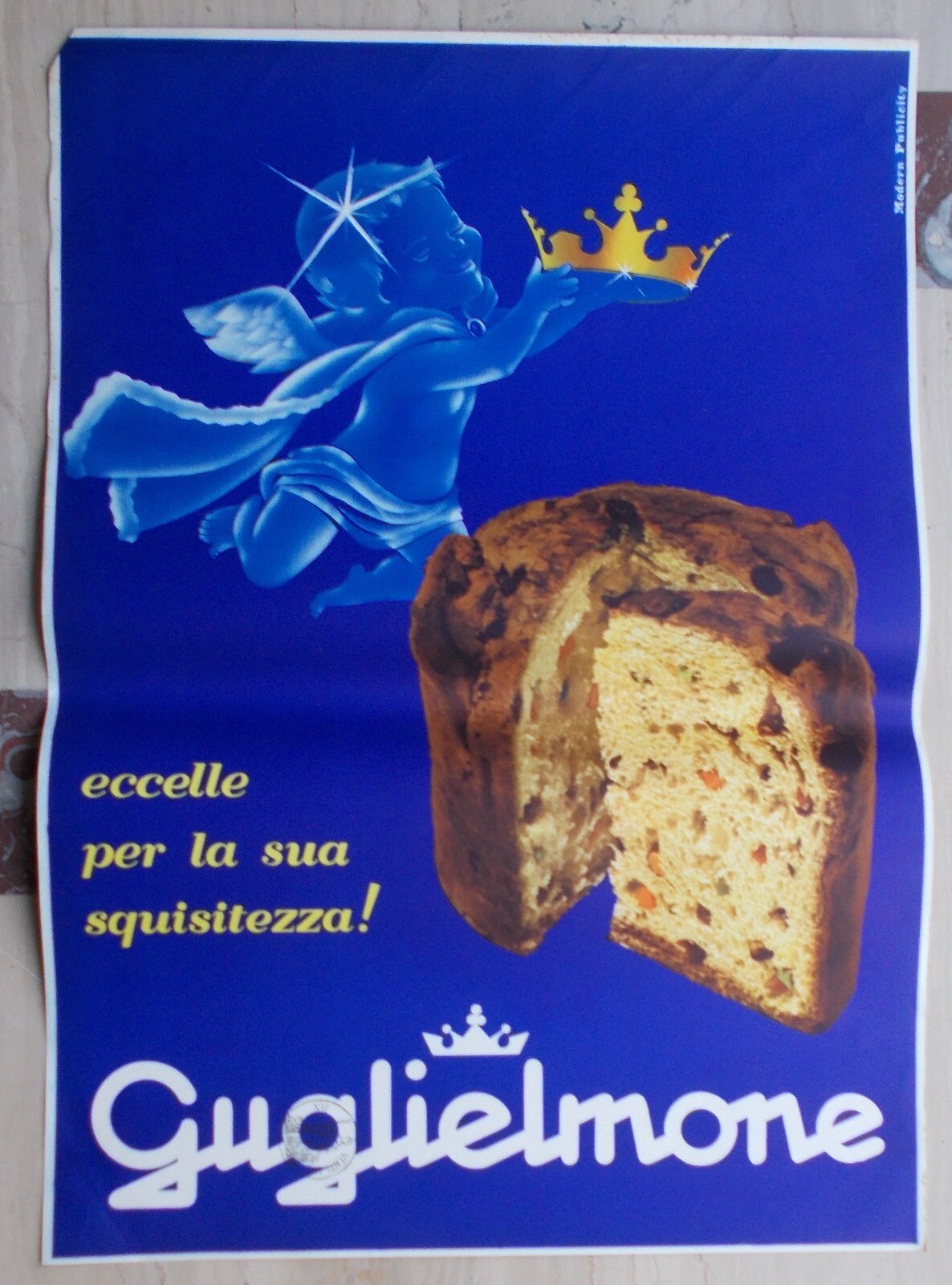 Locandina Pubblicitaria Dolciaria Guglielmone, Panettone "Il Re Dei Panettoni"