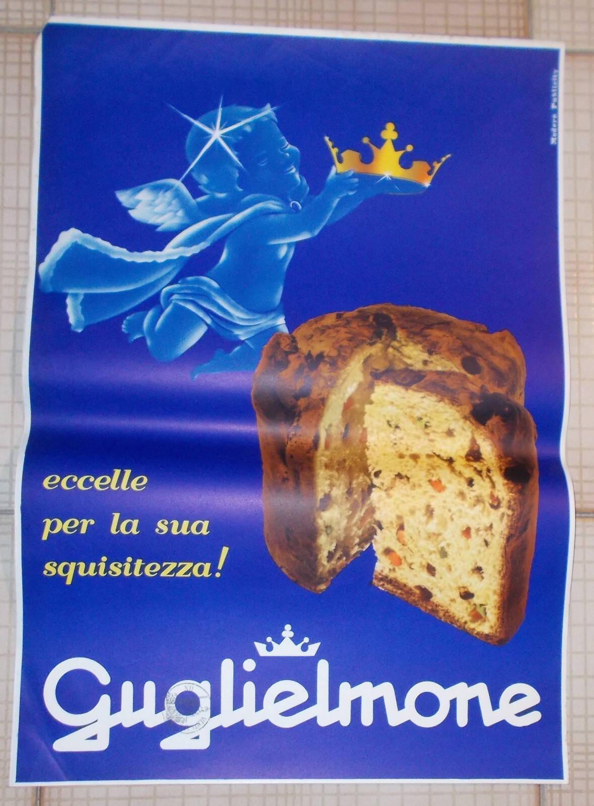 Locandina Pubblicitaria Dolciaria Guglielmone, Panettone "Il Re Dei Panettoni"