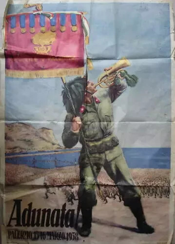 Militaria: Bersaglieri, Fanfara A Palermo, Sicilia. Adunata Del 1958, Grande Manifesto