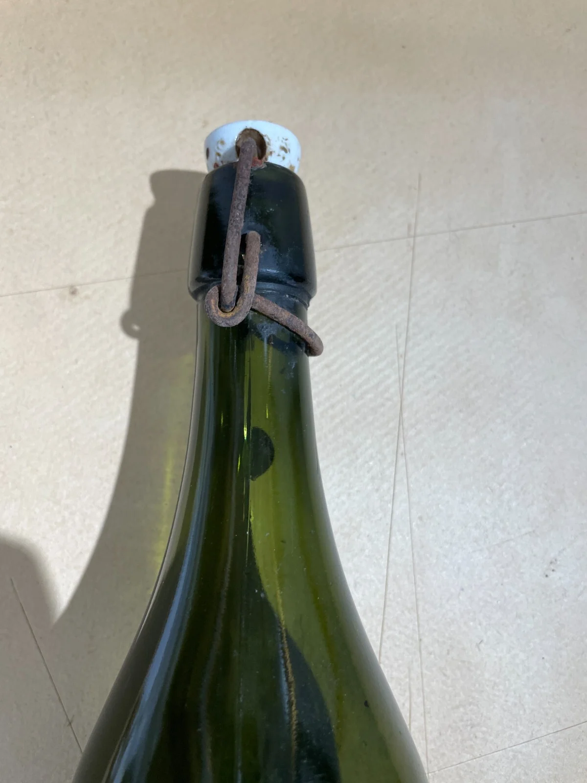 Peroni Beer Advertising Bottle, Green Glass with Porcelain Stopper, Rome Bari