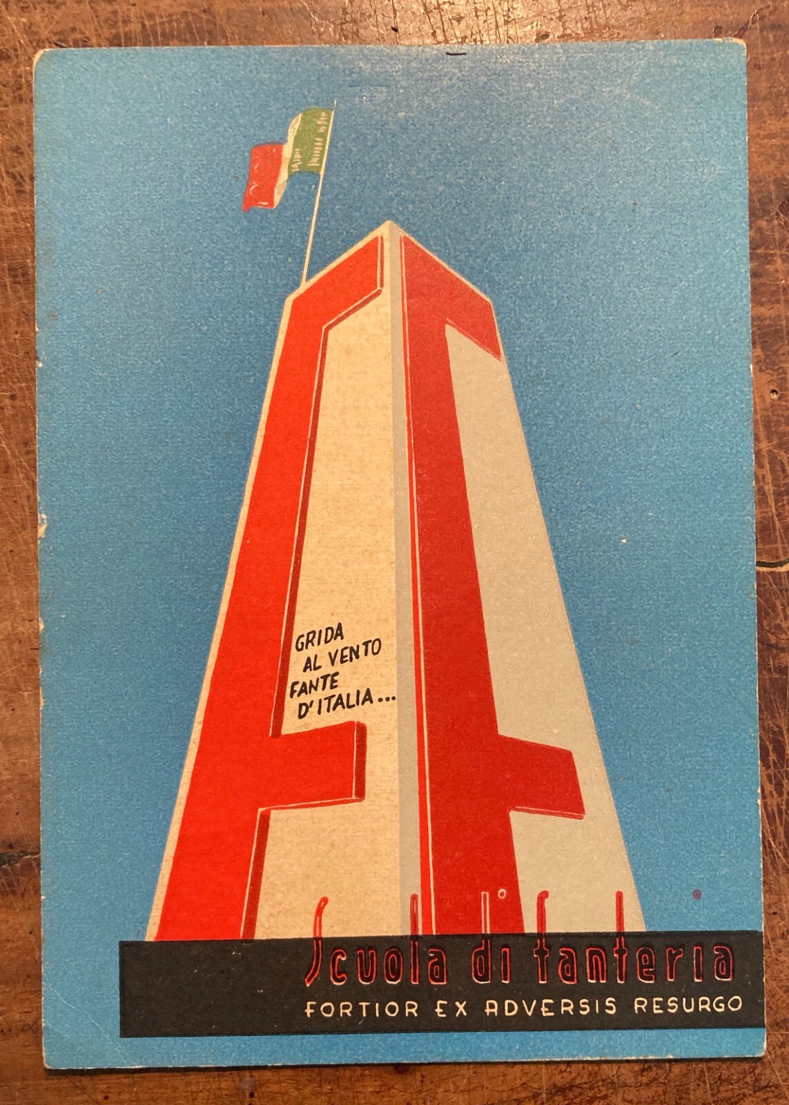 Militaria, Fanteria, Cesano Di Roma, Illustrazione Pubblicitaria Futurista, Bandiera