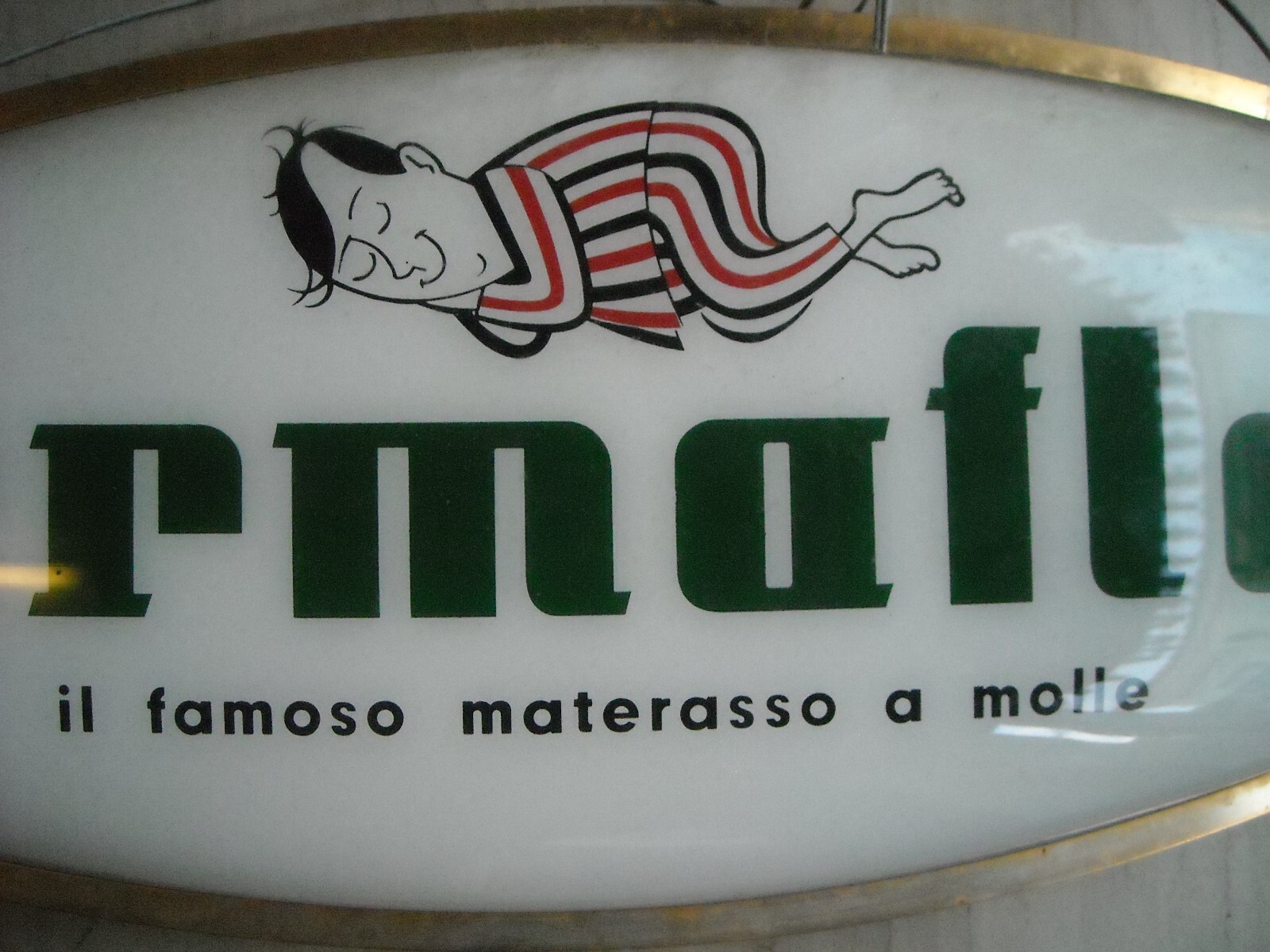 Arredamento, Letto, Materassi: Permaflex, Insegna Pubblicitaria Con L'Omino Stanco Di Paul Campani