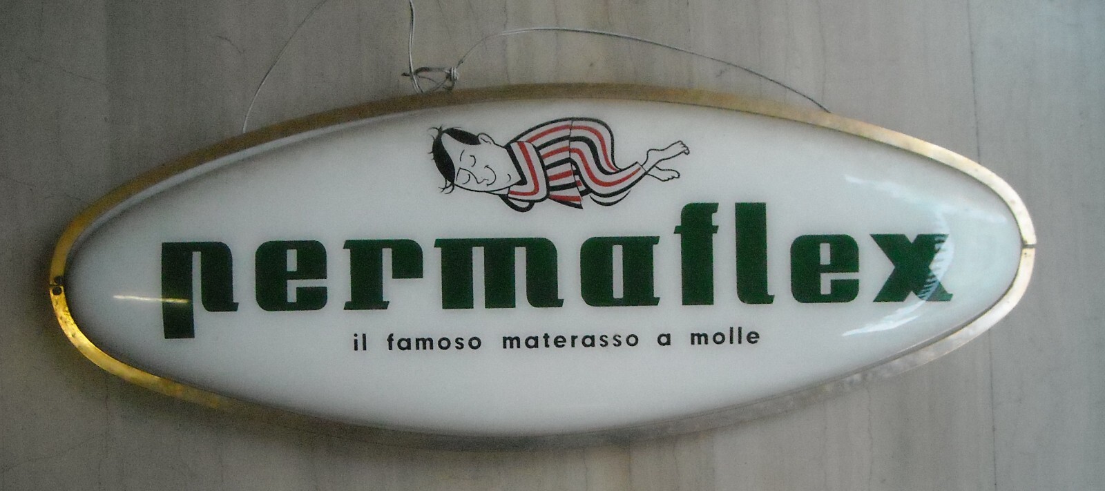 Arredamento, Letto, Materassi: Permaflex, Insegna Pubblicitaria Con L'Omino Stanco Di Paul Campani