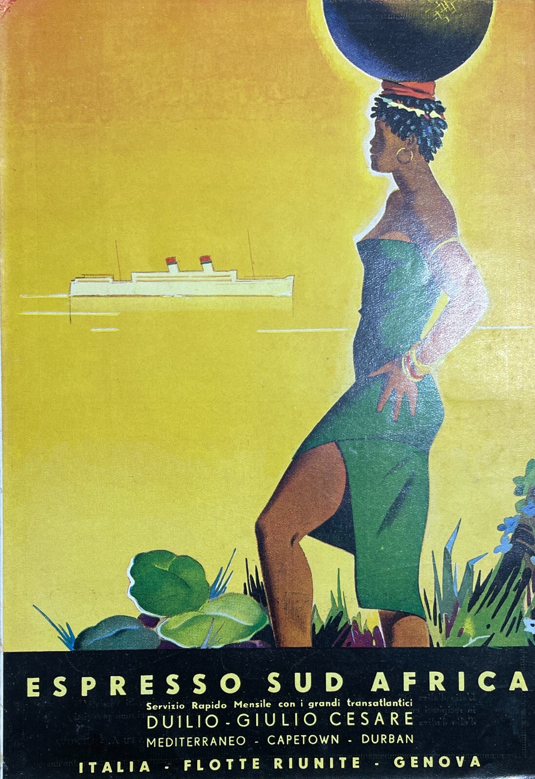 Genova: Navigazione Espresso Sud Africa, Olio Dante E Gastronomia. Stampa Pubblicitaria (1936 Circa)