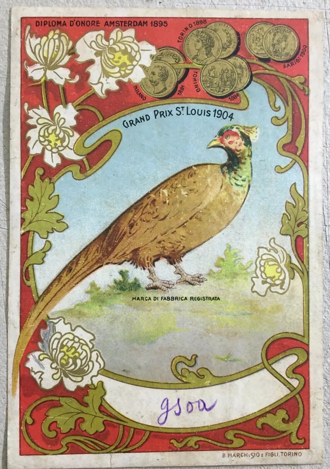 Antica Etichetta Pubblicitaria: Araldica Ed Esposizioni   Cromolito Marchisio, Torino