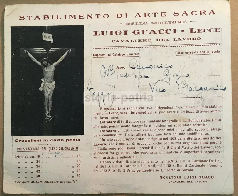 Arte Popolare Meridionale: Puglia, Salento, Lecce. Scultore Guacci, Cartapesta.