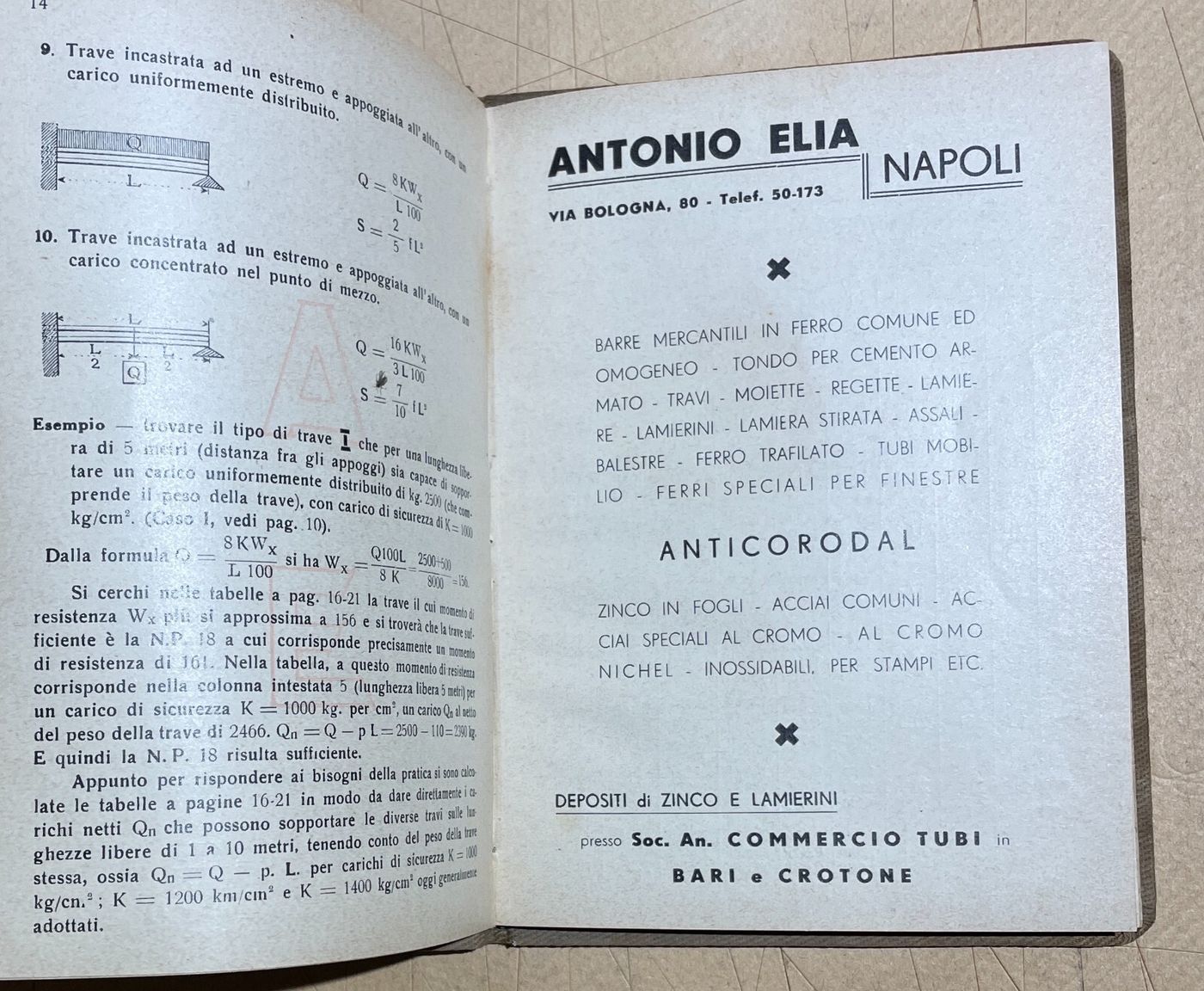 Tecnica, Edilizia, Materiale Da Costruzione: Ditta Elia, Tubi, Piombo   Napoli, 1938