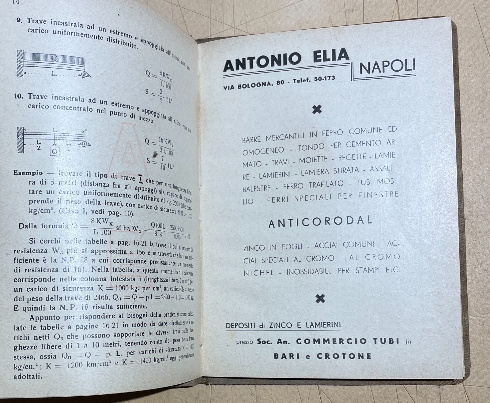 Tecnica, Edilizia, Materiale Da Costruzione: Ditta Elia, Tubi, Piombo   Napoli, 1938