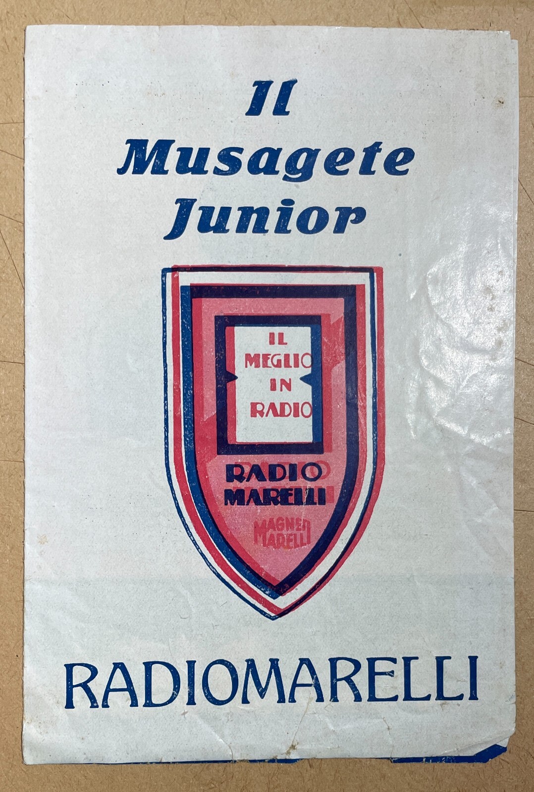Musica, Radiofonia, Radiomarelli Musagete Junior, Pubblicità d'Epoca, Depliant