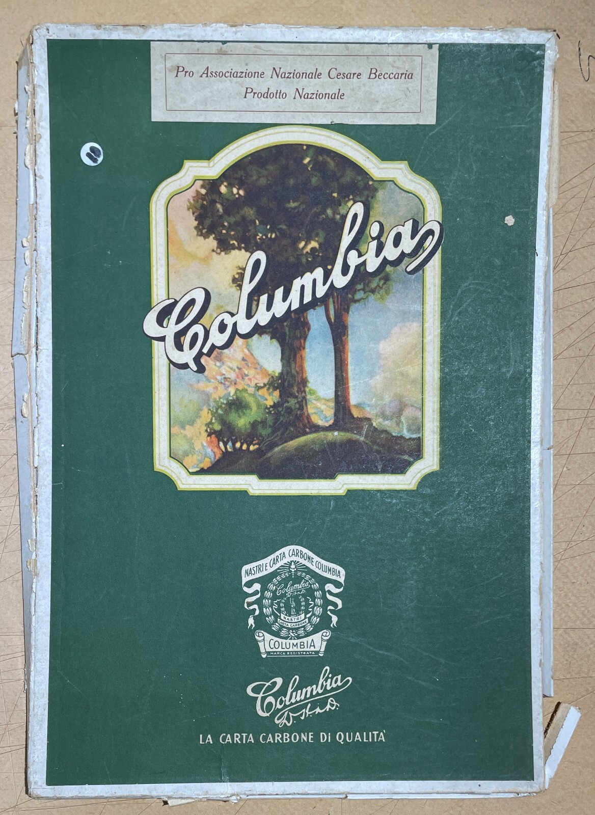 Pubblicitaria Da Collezione Columbia, Milano: Carta Carbone E Scrittura In Cartone