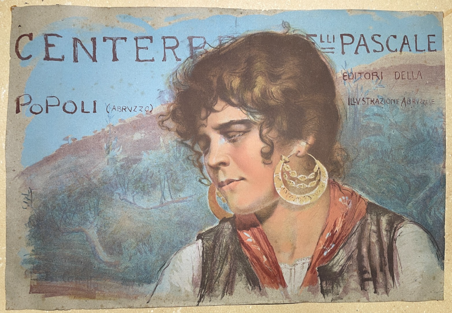 Abruzzo, Popoli: Arte Di Basilio Cascella, Pubblicitaria d'Epoca Centerbe Pascale