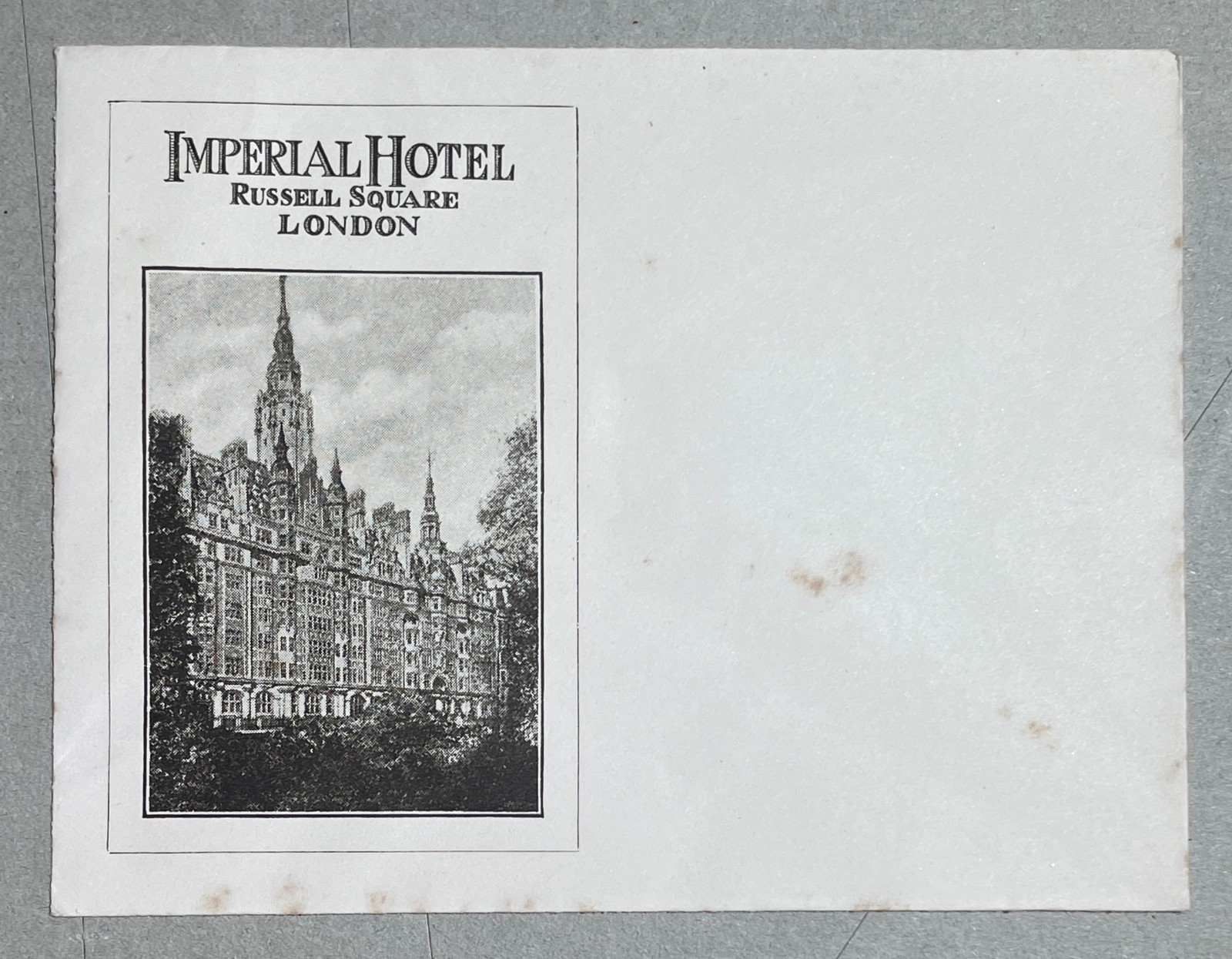 Antica Pubblicitaria: Imperial Hotel, Londra, Busta Intestata