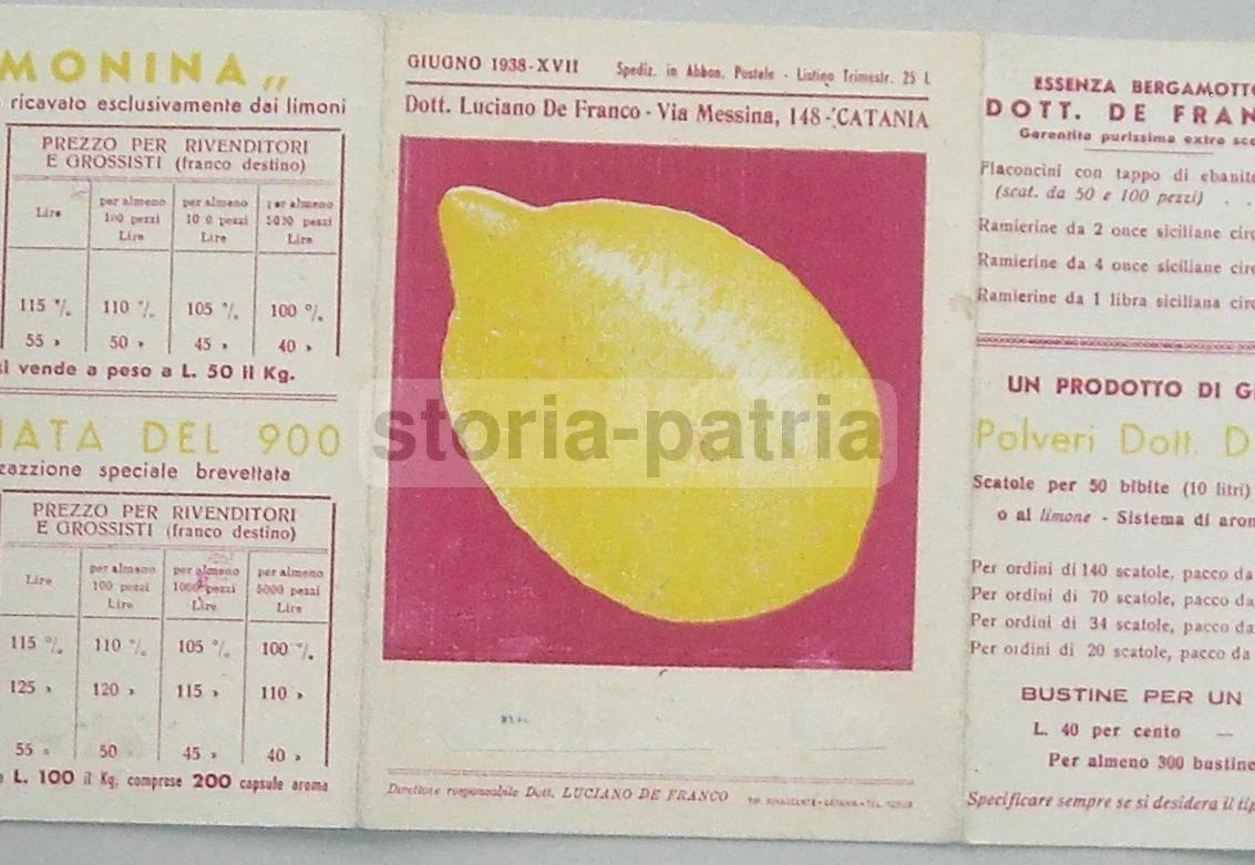 Catania: Depliant Pubblicitario Limonina De Franco, Ovonovo, Pectagum E Liquirizia