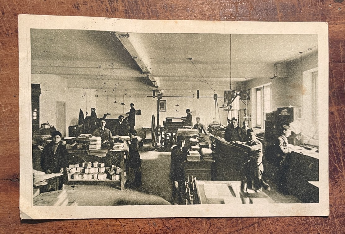 Liguria, Istituto Daste: Interno Tipografia, Animata Veduta d'Epoca, Sac. Lupi