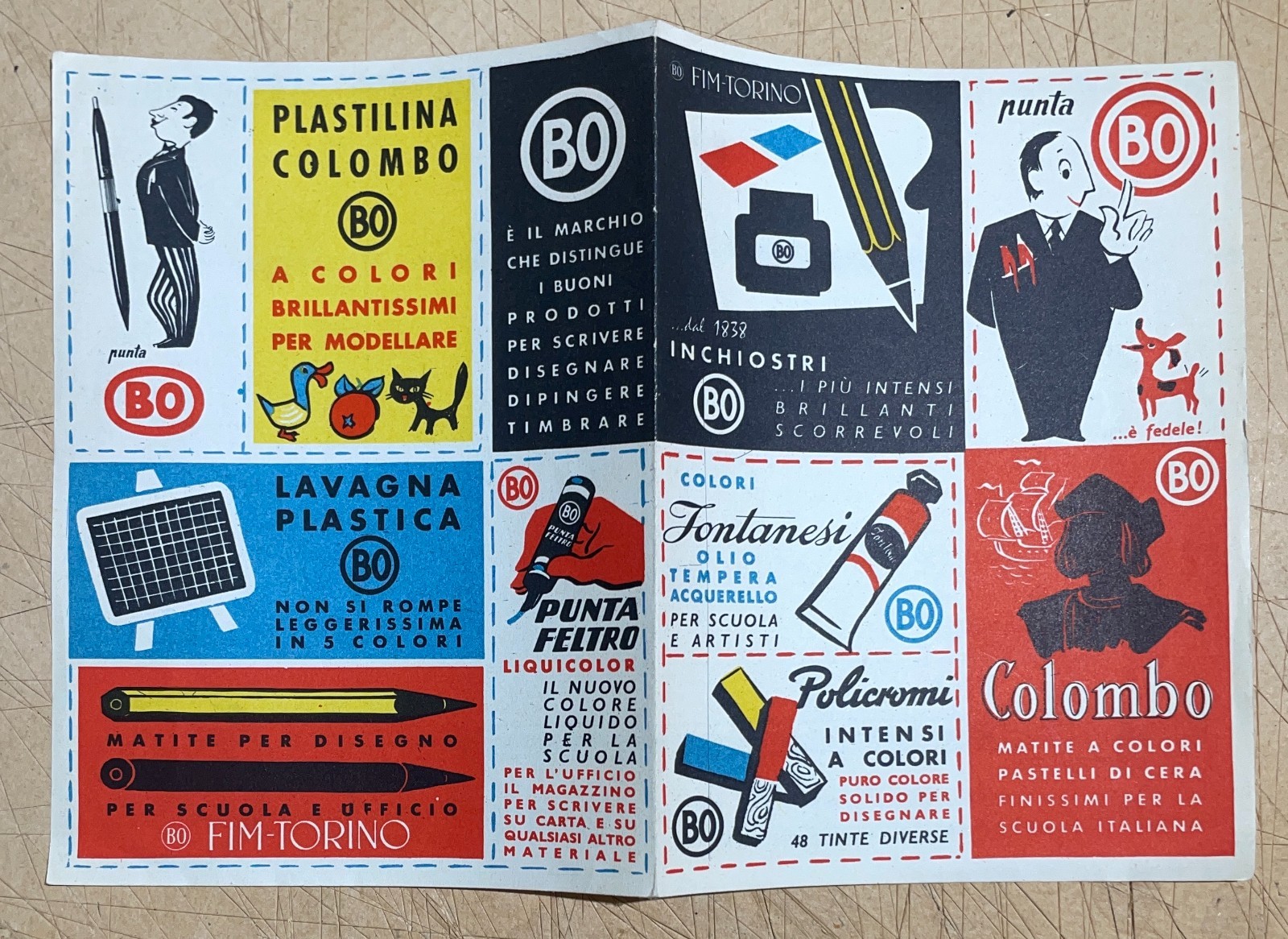 Disegno, Belle Arti, Scrittura: Depliant Pubblicitario Fim Torino   Bo   Colombo