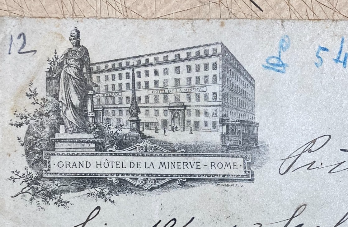 Roma   Antichi Alberghi   Grand Hotel De La Minerve   Busta Pubblicitaria Intestata
