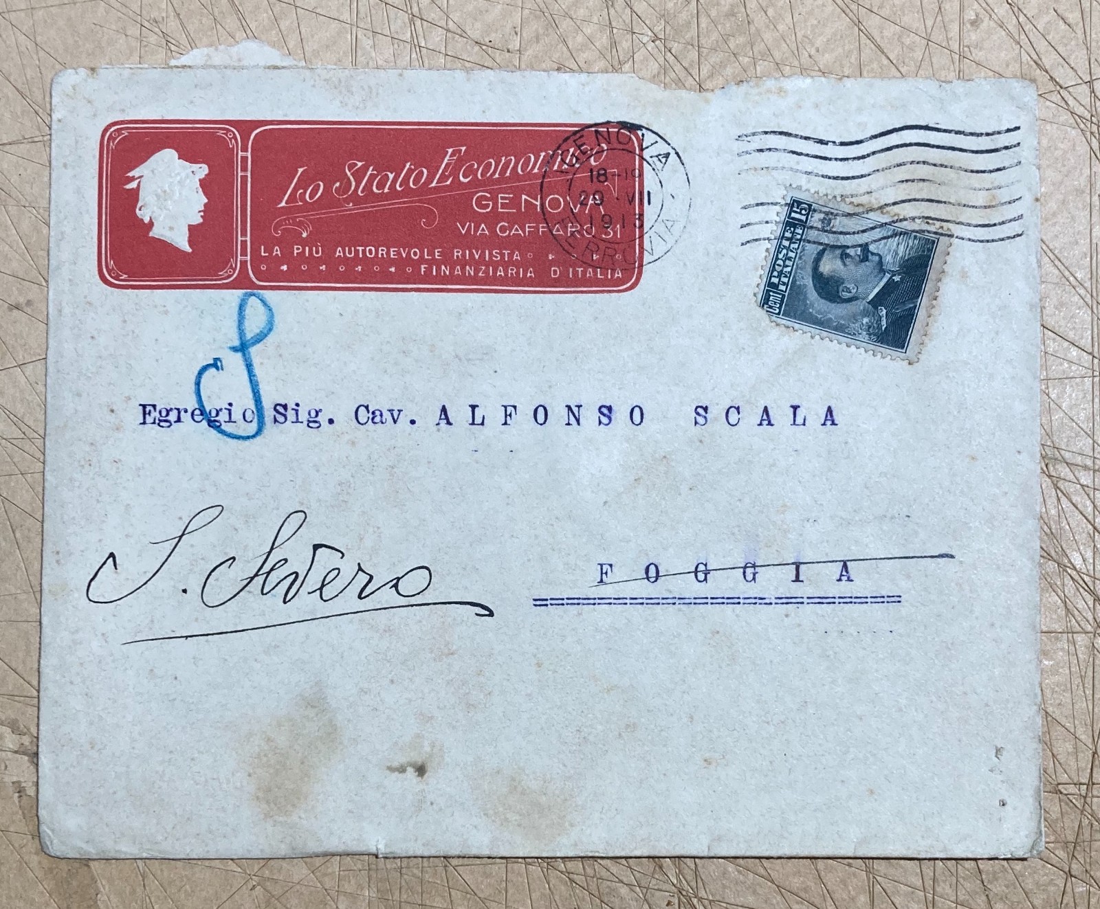 Genova   Economia   Busta Intestata Pubblicitaria   Rivista Lo Stato Economico   1913