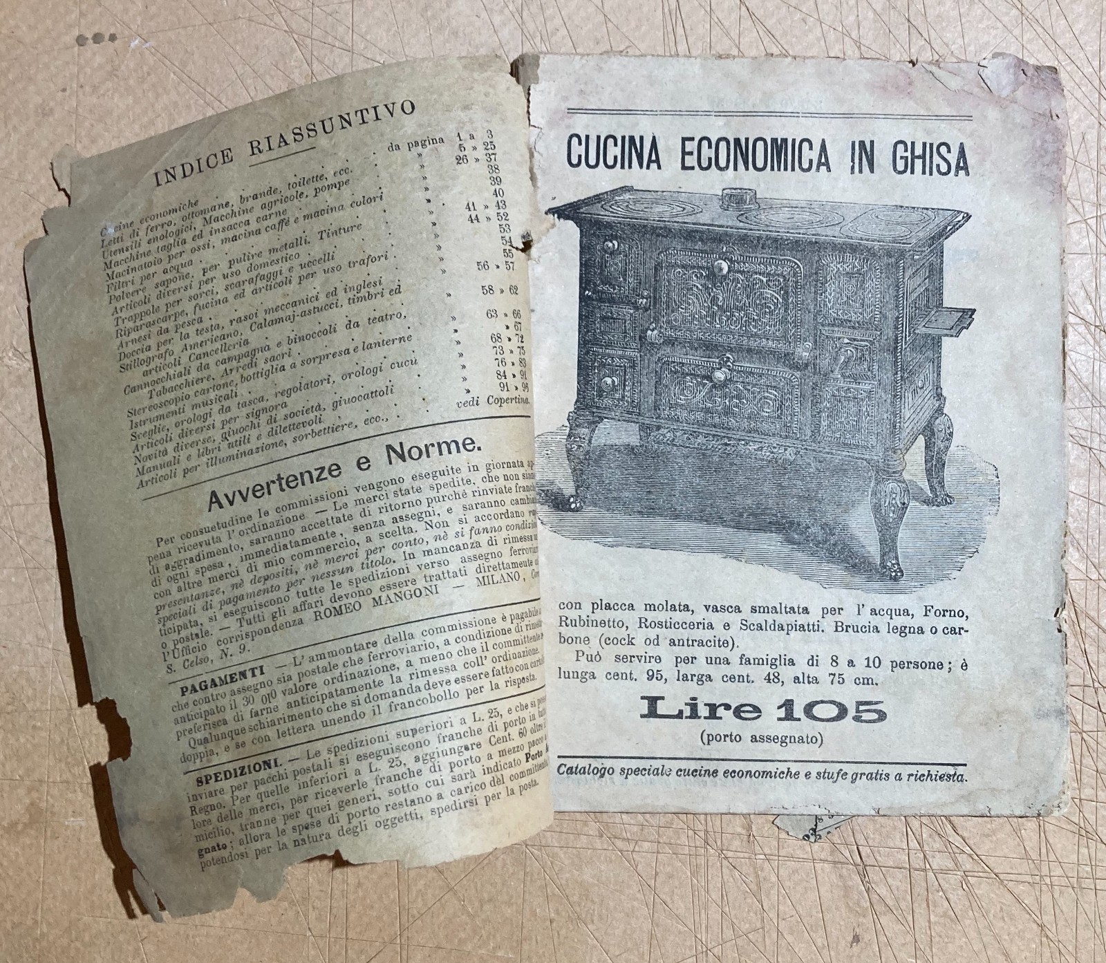 Antico Catalogo Illustrato Mangoni: Casalinghi, Attrezzi, Agraria, Giochi E Orologi