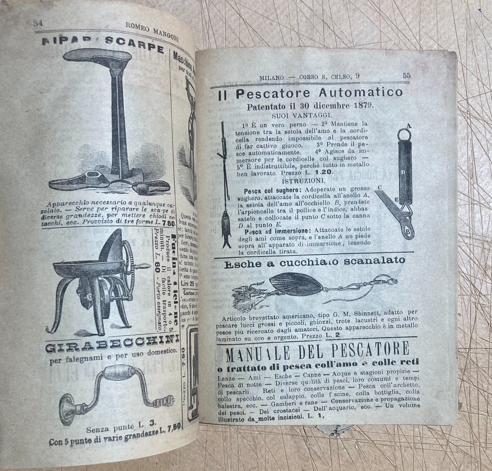 Antico Catalogo Illustrato Mangoni: Casalinghi, Attrezzi, Agraria, Giochi E Orologi