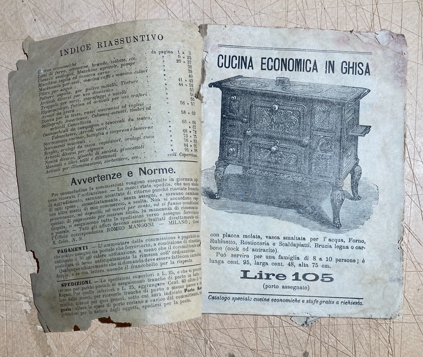 Antico Catalogo Illustrato Mangoni: Casalinghi, Attrezzi, Agraria, Giochi E Orologi
