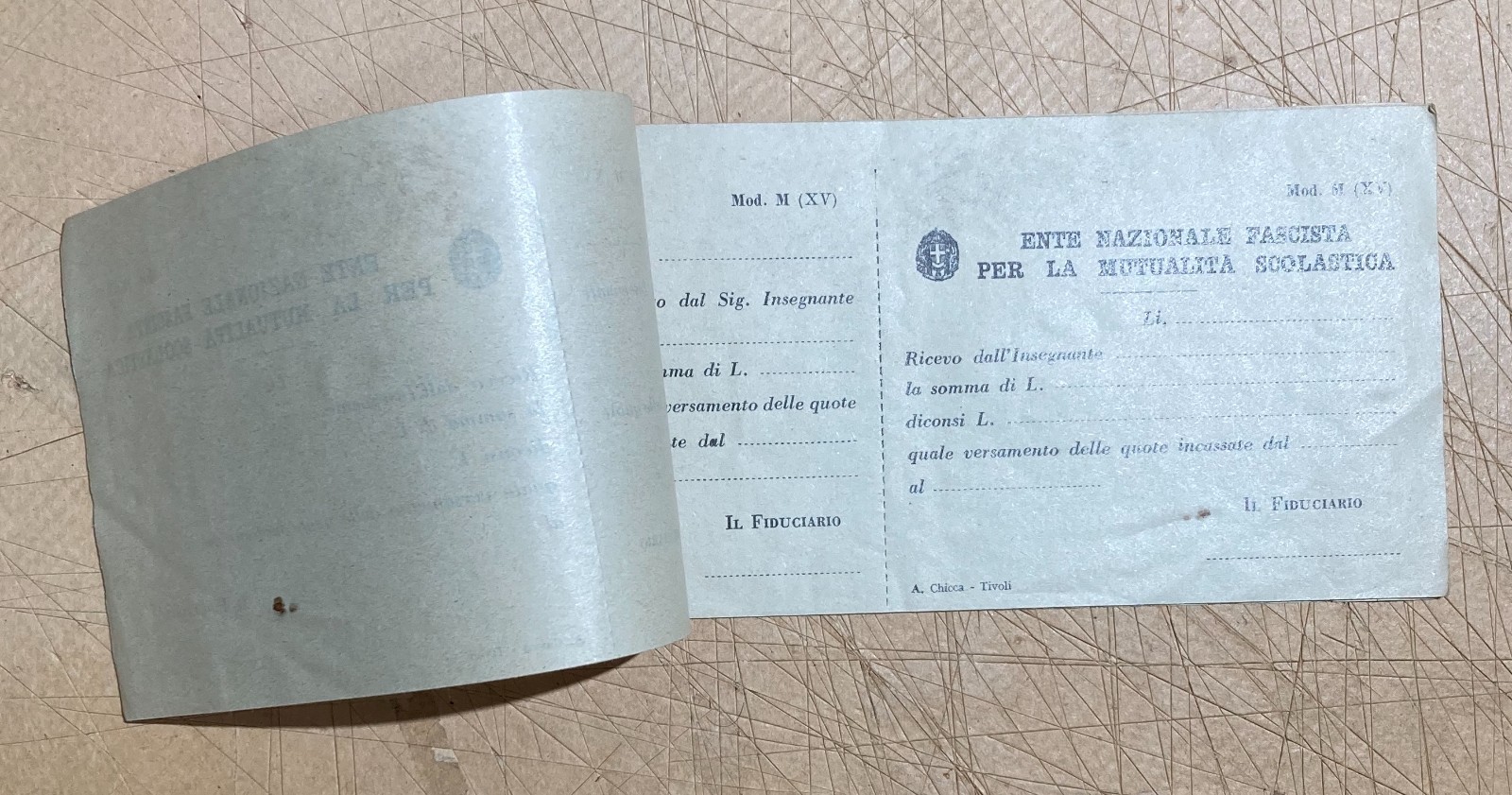 Scuola, Fascismo, Mutualità Scolastica: Ricevute Quote Insegnanti (Tivoli)