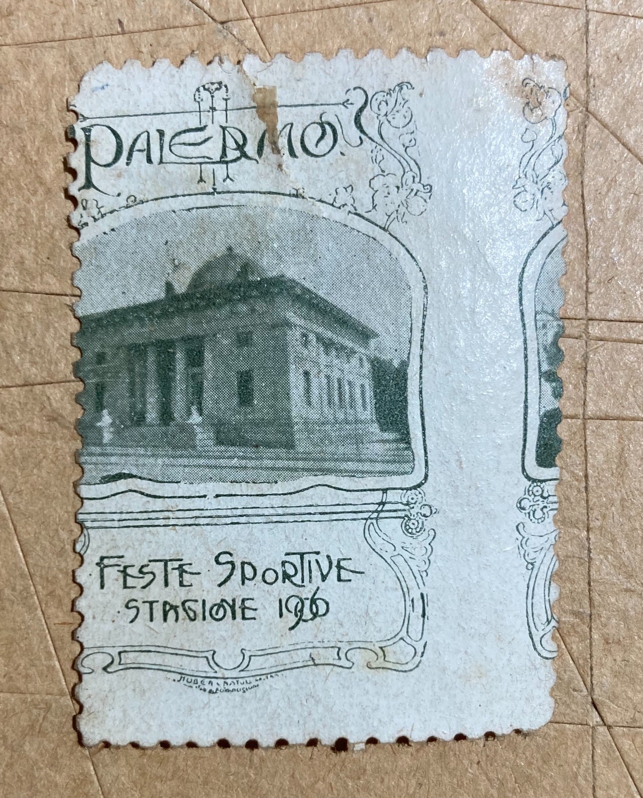 Sicilia, Palermo, Sport, Feste Sportive, Antico Chiudilettera Pubblicitario, 1906