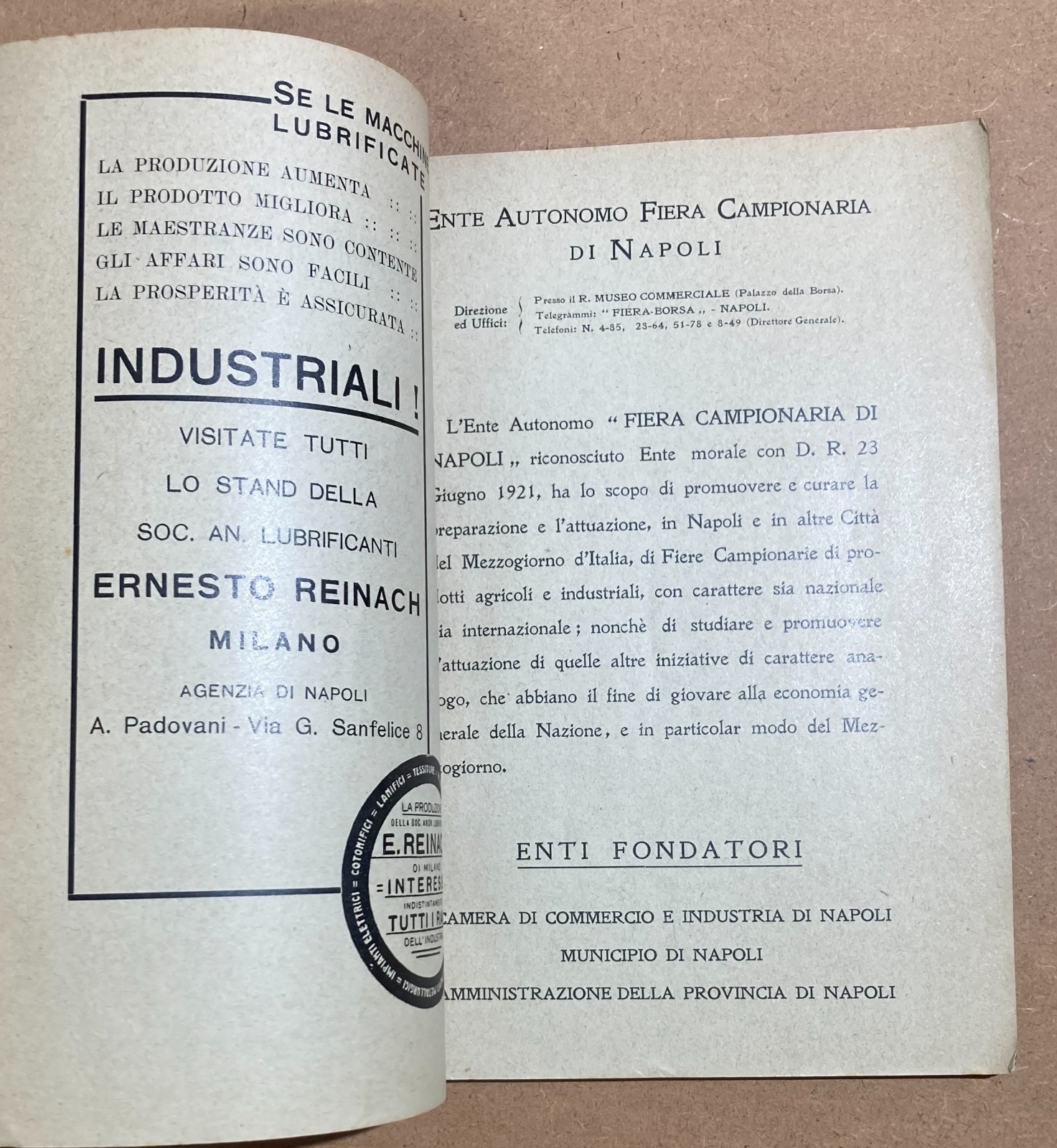 Napoli   Economia   Fiera Campionaria   Catalogo Pubblicitario 1921