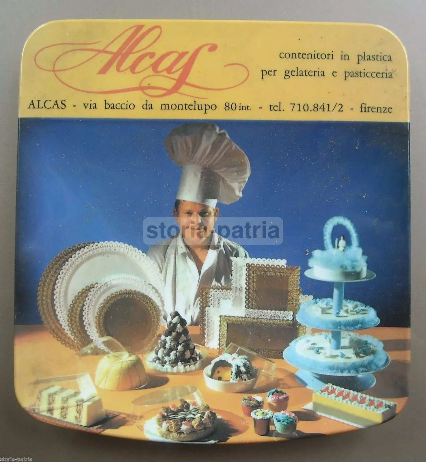 Alcas   Vassoio Pubblicitario d'Epoca Per Pasticceria E Gelateria