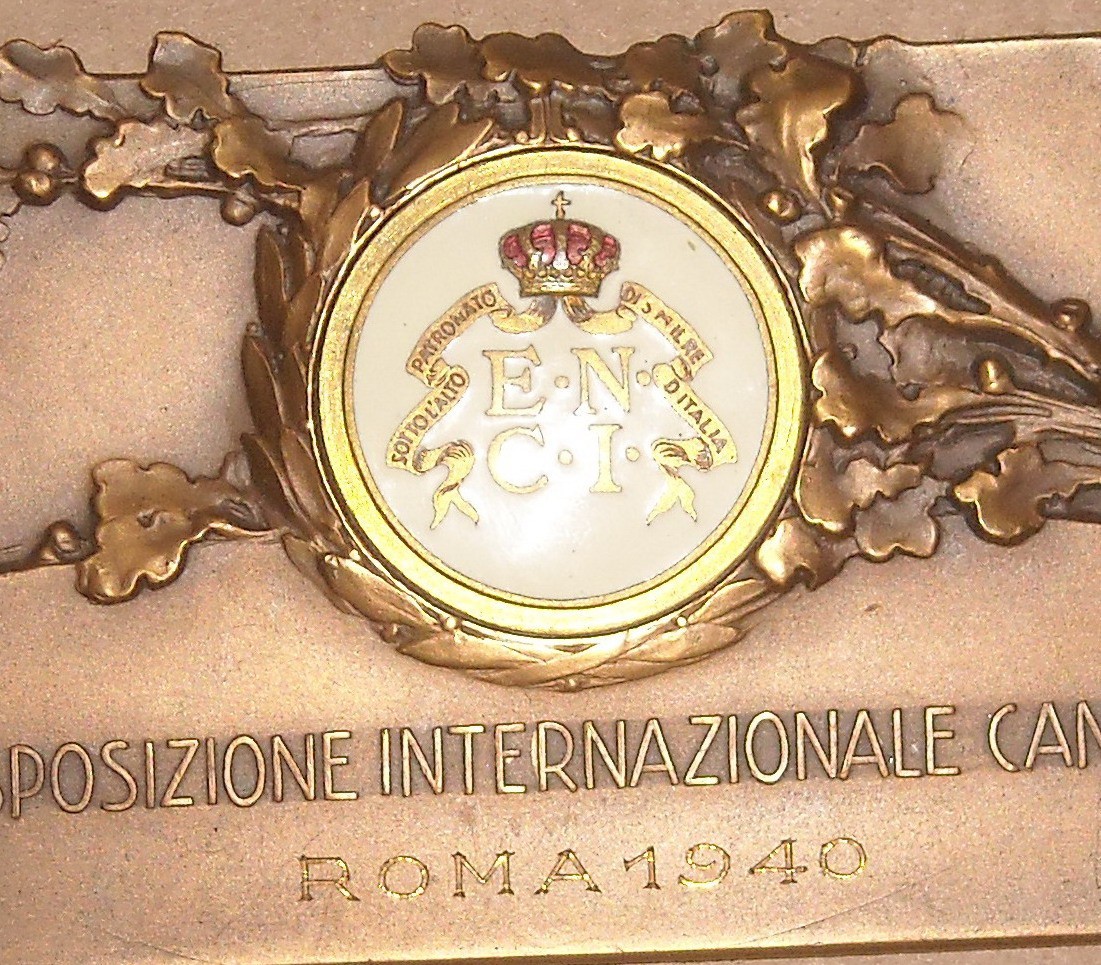 Placca Metallica Esposizione Internazionale Canina Roma 1940, Enci Con Smalti Sabaudi