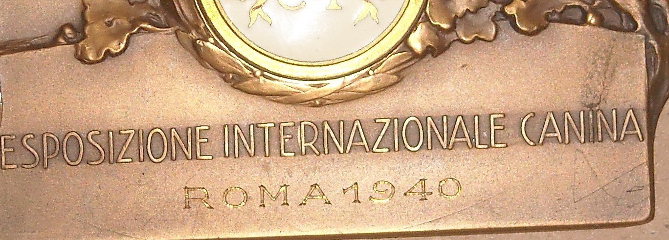 Placca Metallica Esposizione Internazionale Canina Roma 1940, Enci Con Smalti Sabaudi