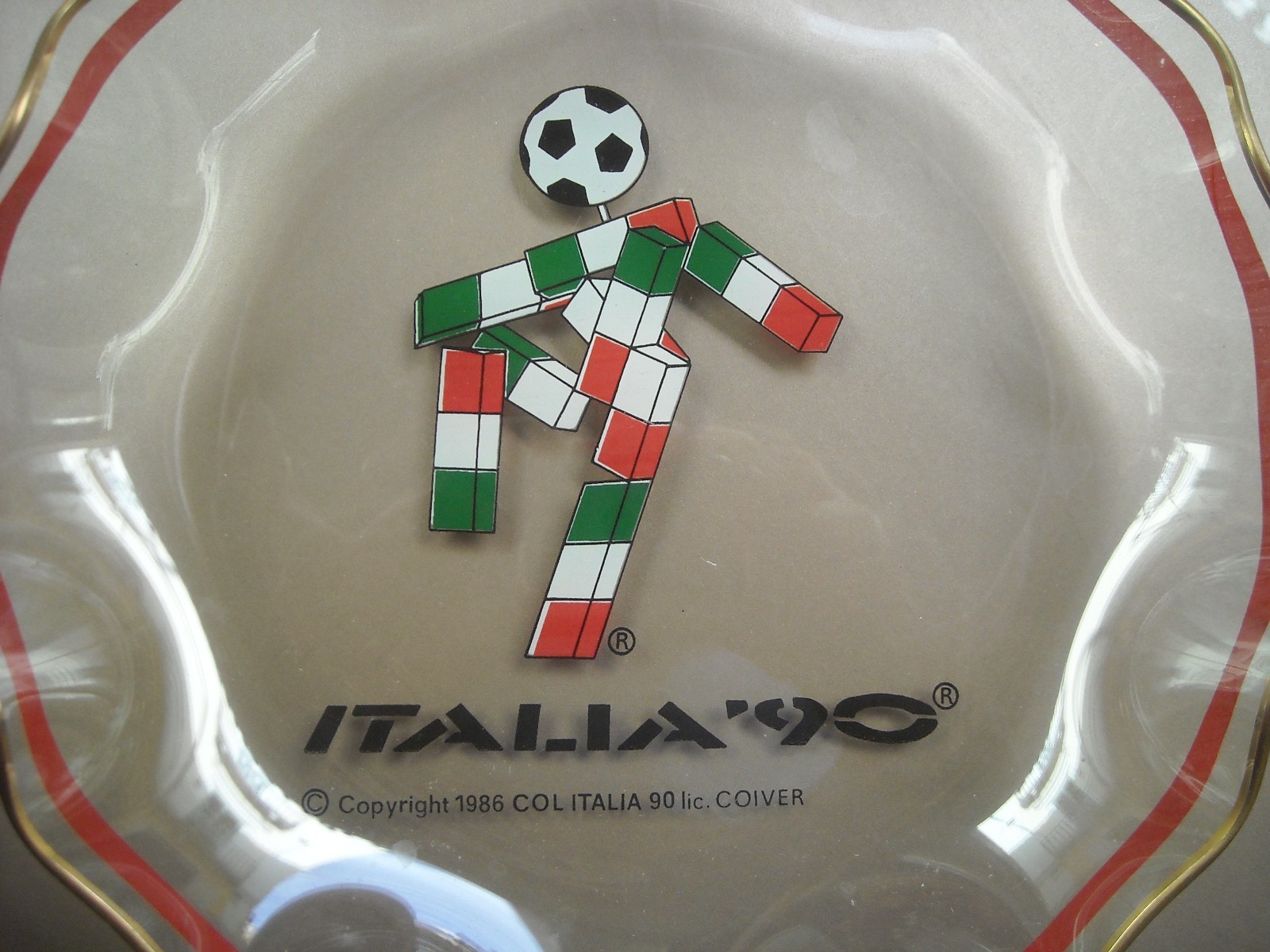 Piatto In Vetro Mascotte Ciao Italia '90