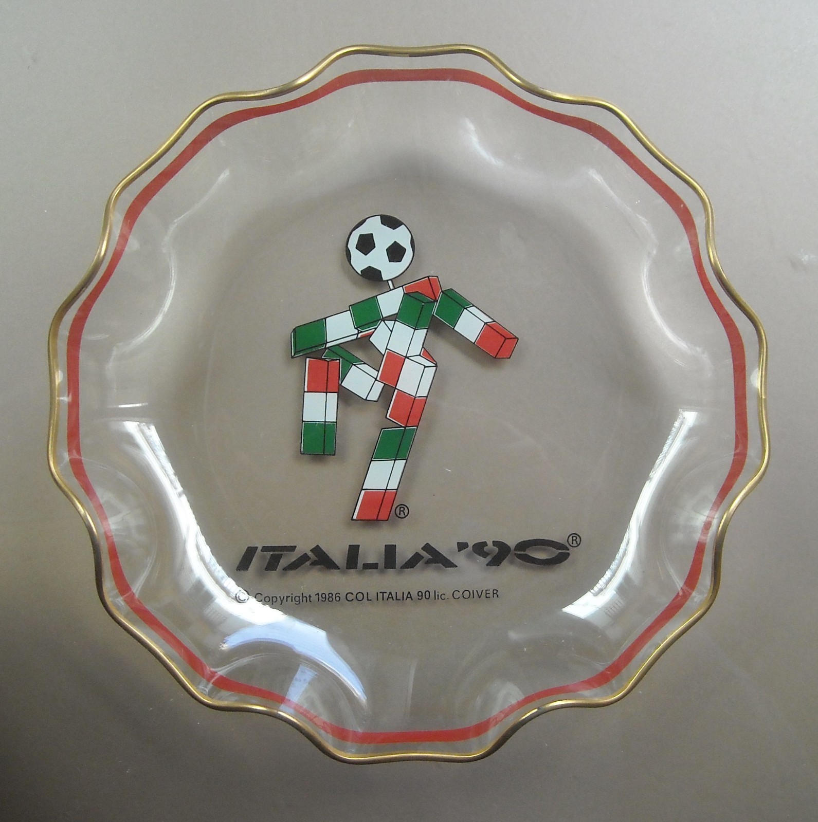 Piatto In Vetro Mascotte Ciao Italia '90