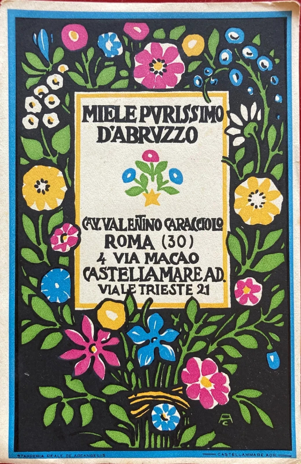 Miele d'Abruzzo Cav. Valentino Caracciolo   Illustrazione Armando Cermignani